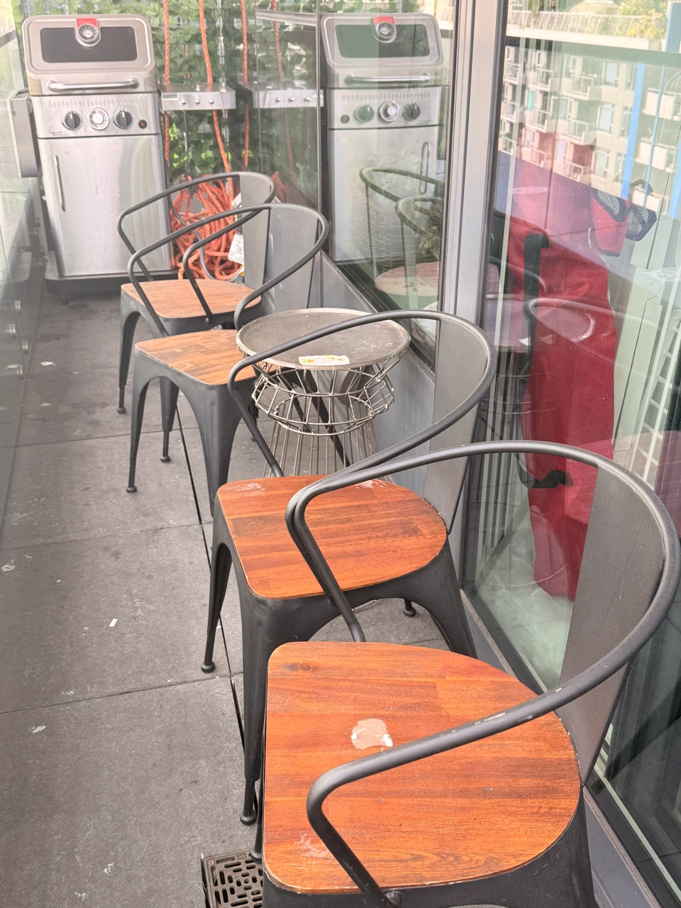 Set of 4 Metal and Wood Chairs - photo 5