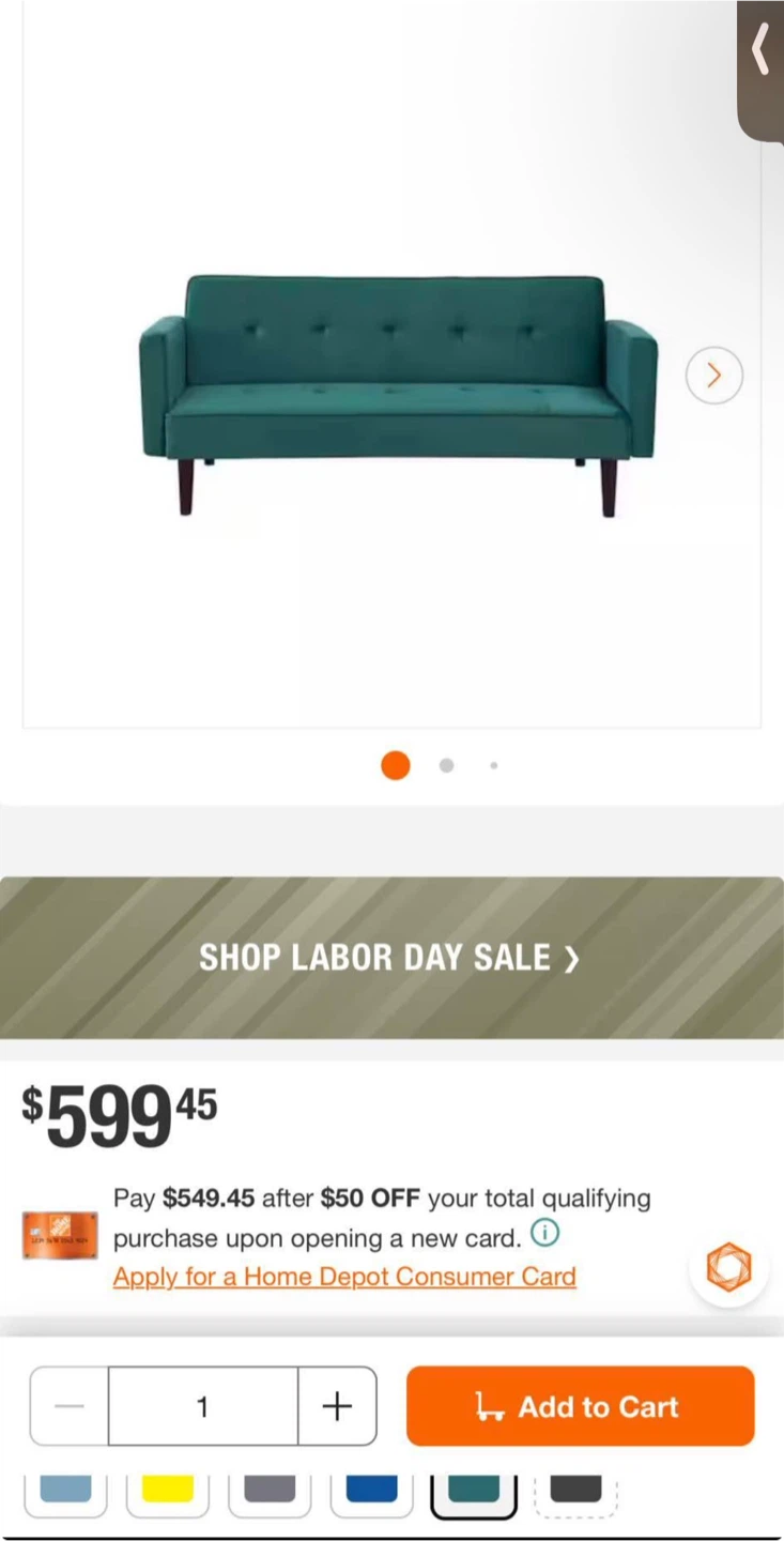 Teal Fabric Futon Sofa Bed - photo 5