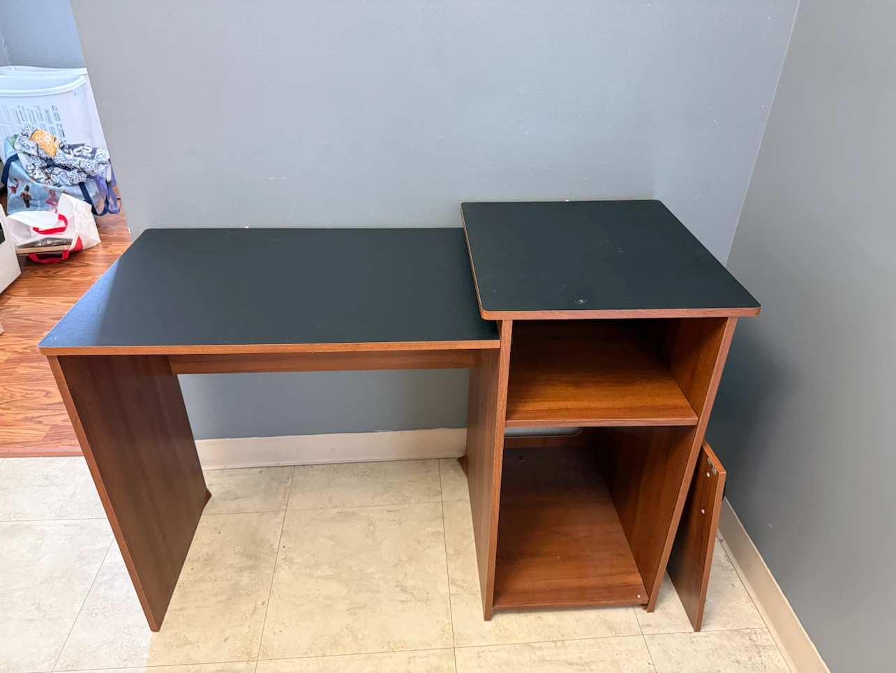 Two-Tone Brown and Black Writing Desk