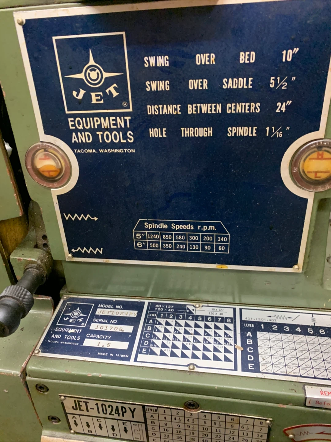 Jet 1024PY Metal Lathe - photo 2