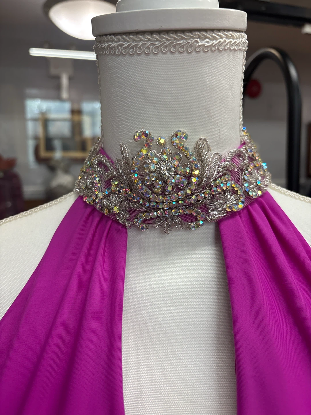 Fuchsia Rhinestone Halter Evening Gown - photo 5