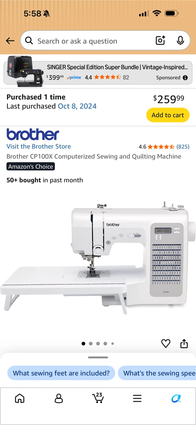 Brother CP100X Computerized Sewing and Quilting Machine