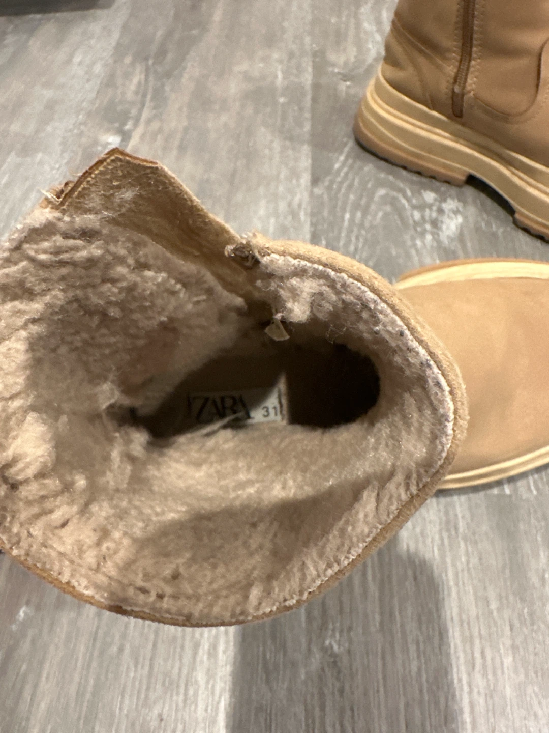 ZARA Tan Faux Shearling Lined Boots - photo 3