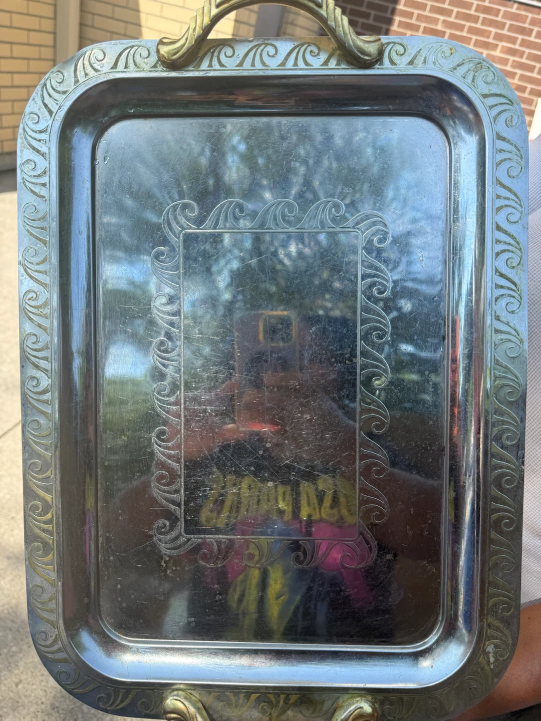 Vintage Metal Serving Tray - photo 2