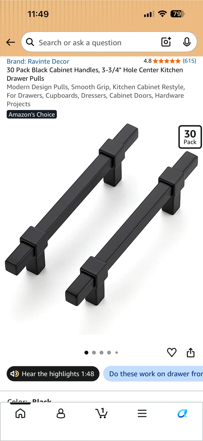 Ravinte 30 Pack Black Cabinet Drawer Pulls - photo 3