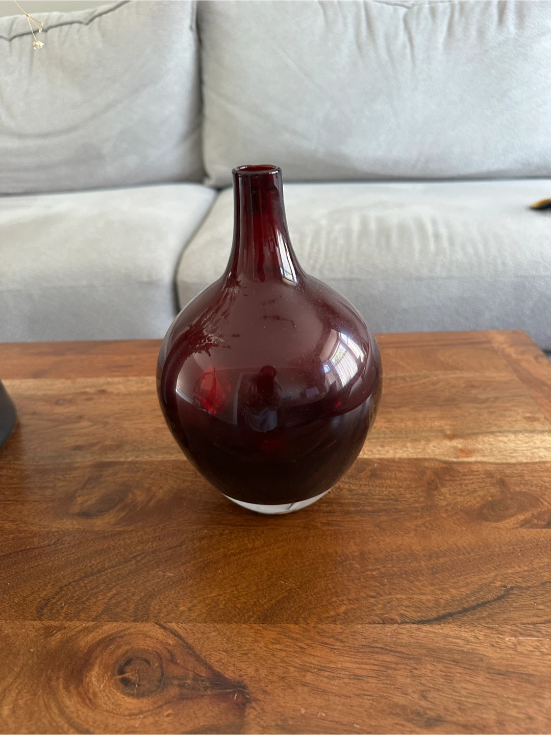 Deep Red Glass Bud Vase - Vintage