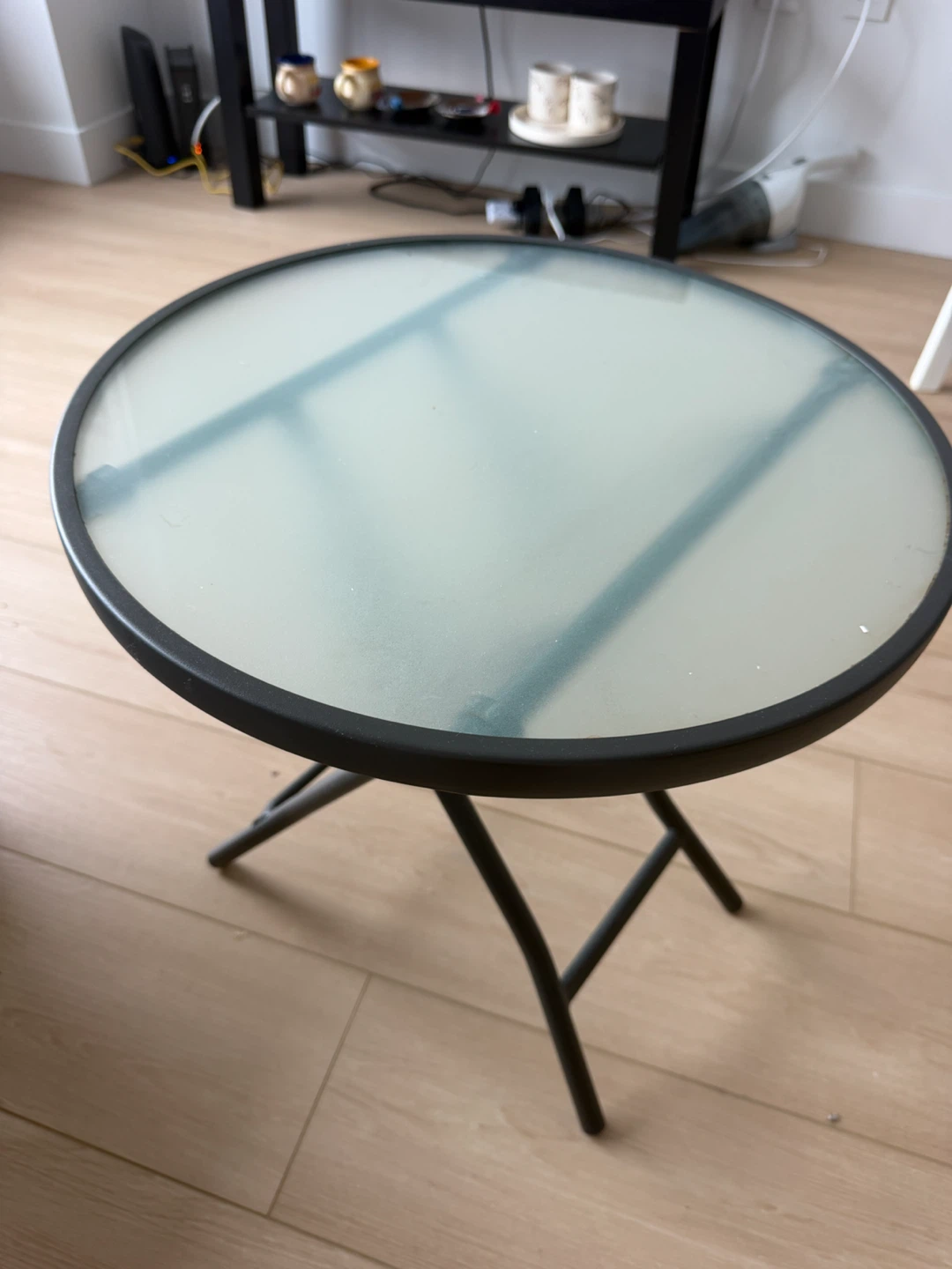 Round Folding Glass Side Table
