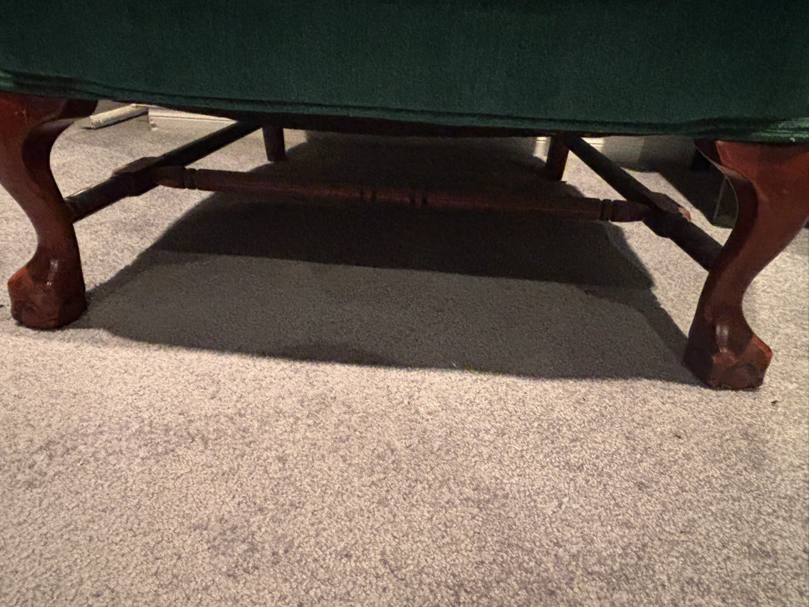 Vintage Green Velvet Wingback Chair - photo 4