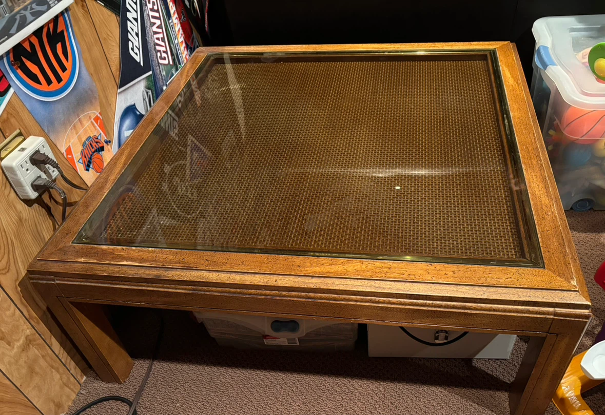 Vintage Wooden Glass-Top Coffee Table - photo 2