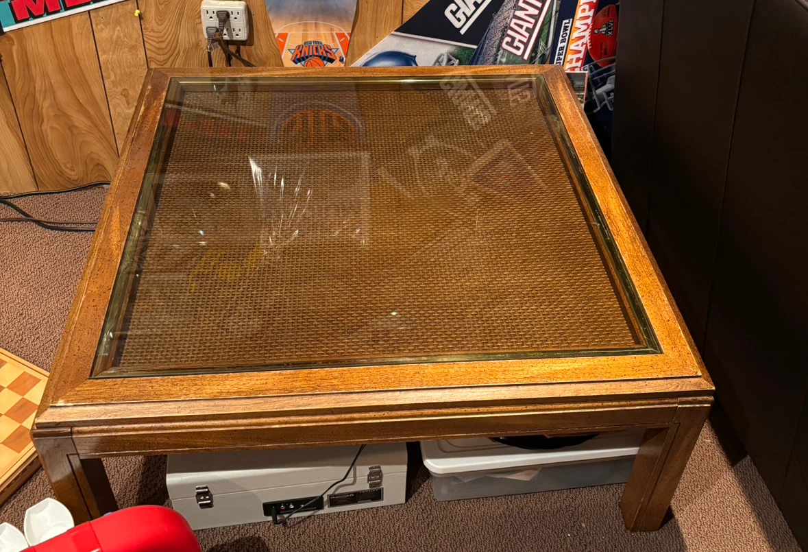 Vintage Wooden Glass-Top Coffee Table - photo 3