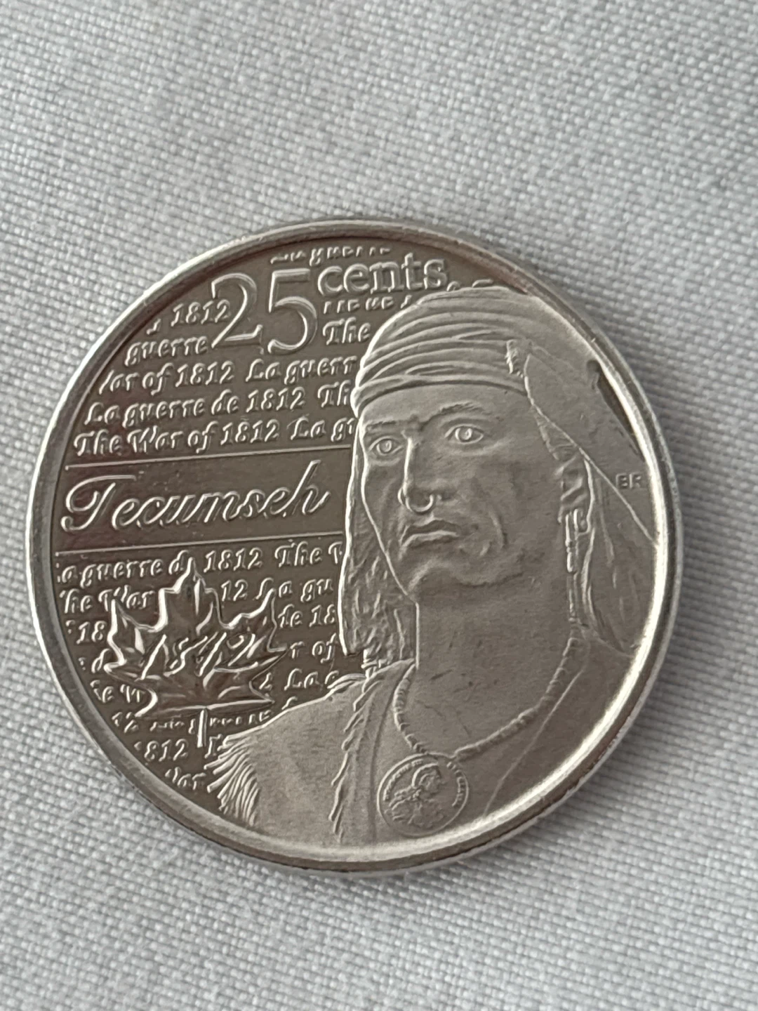 2012 Canadian 25 Cent Tecumseh Coin