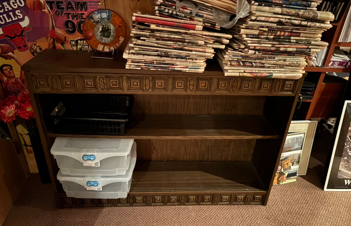 Vintage Style Dark Wood Low Bookshelf