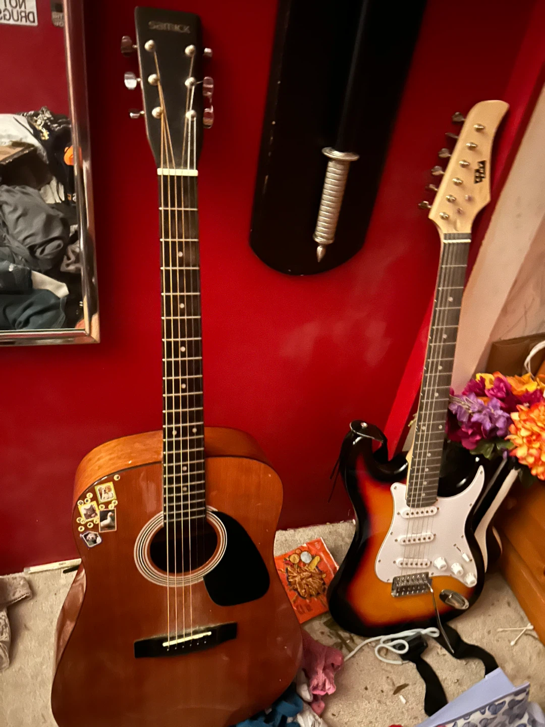 Samick Acoustic and CB Sky Electric Guitars