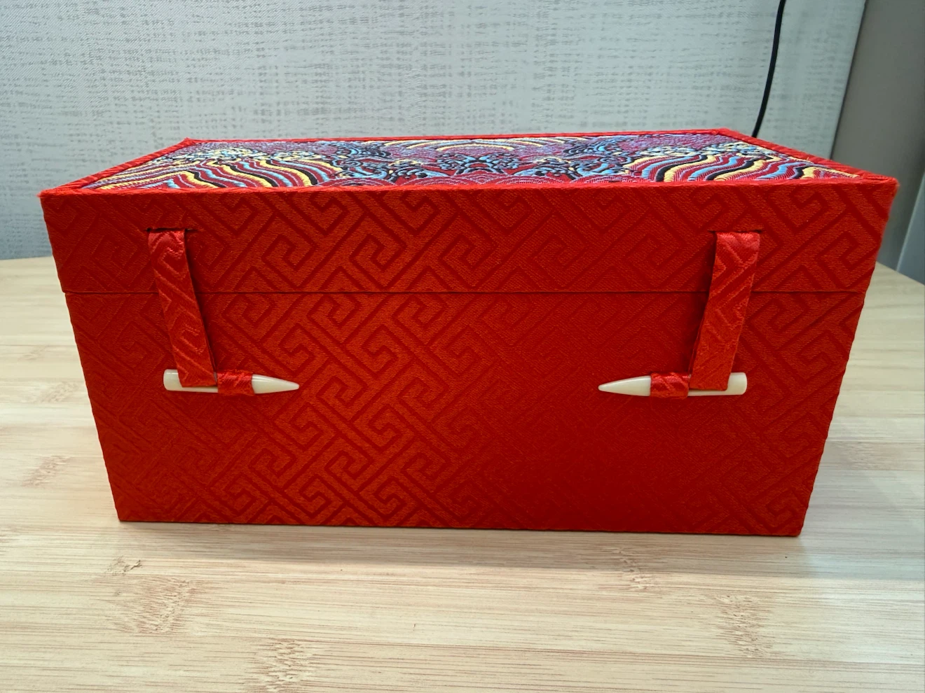 Red Brocade Double Watch Storage Box - photo 3