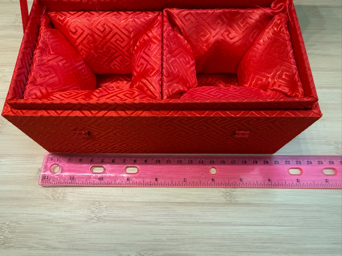 Red Brocade Double Watch Storage Box - photo 5