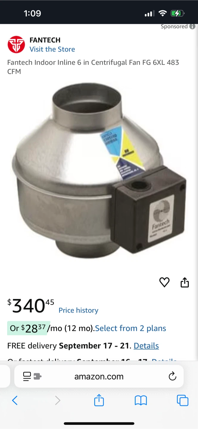 Fantech Inline Centrifugal Fan FG 6XL
