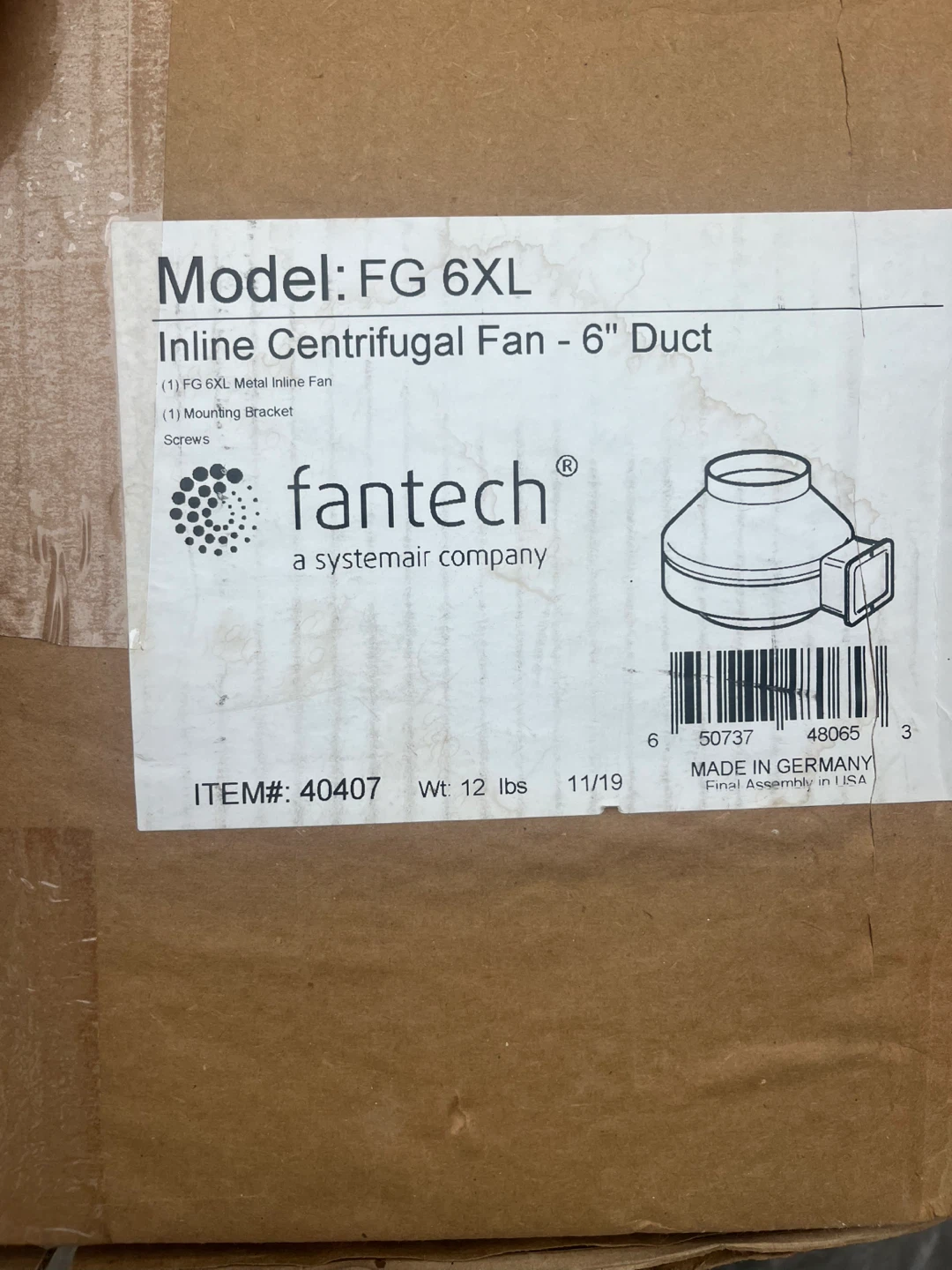 Fantech Inline Centrifugal Fan FG 6XL - photo 3