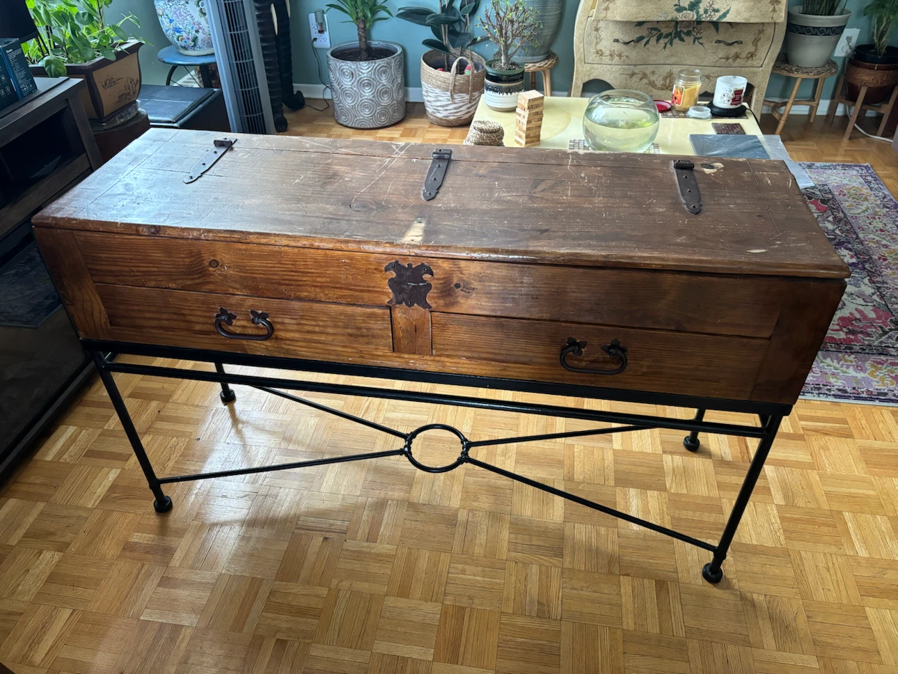 Rustic Wood Console Table with Storage