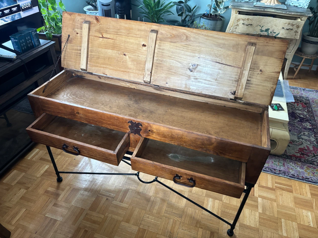 Rustic Wood Console Table with Storage - photo 2