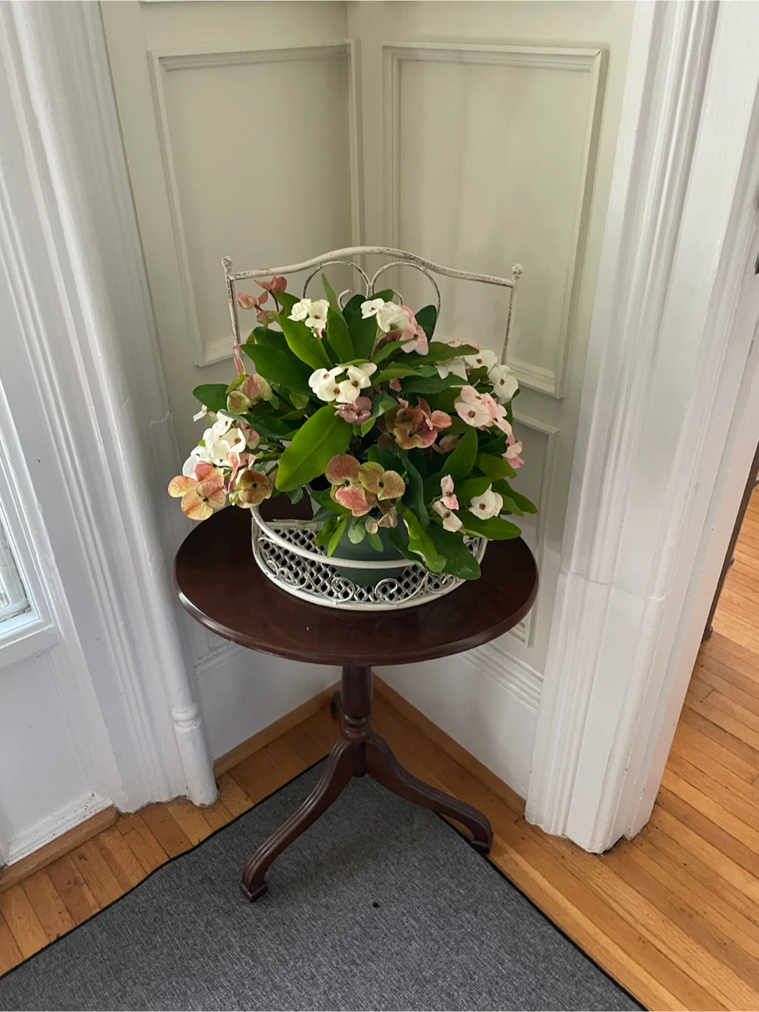 Vintage Style Cream Metal Wall Basket