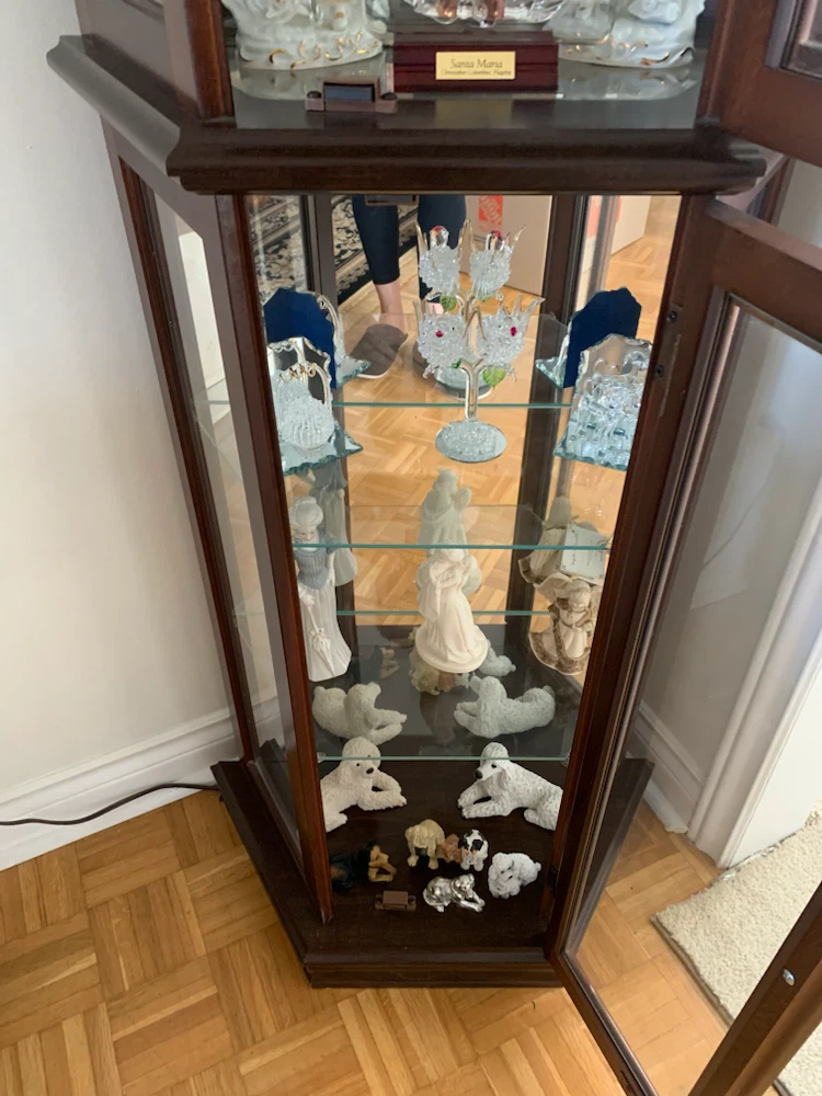Wooden Corner Curio Cabinet with Glass Shelves - photo 5