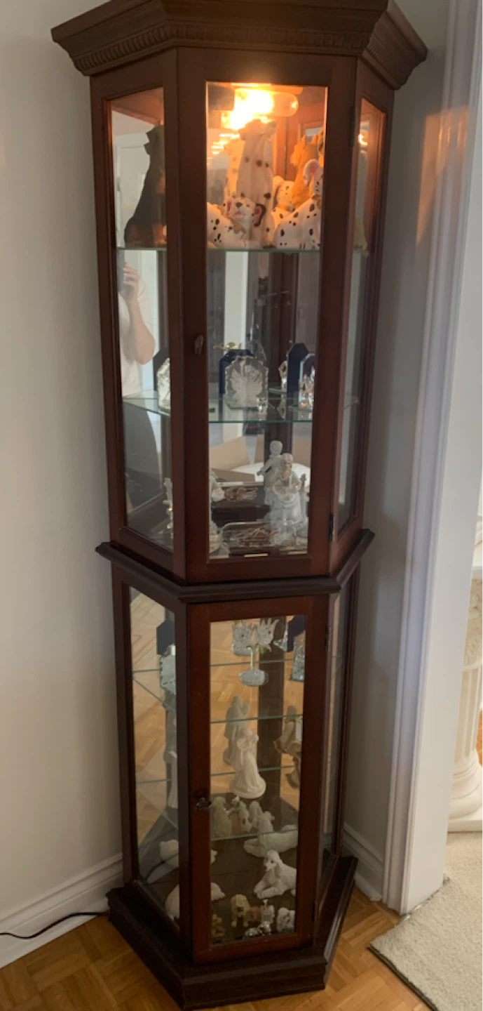 Wooden Corner Curio Cabinet with Glass Shelves - photo 3