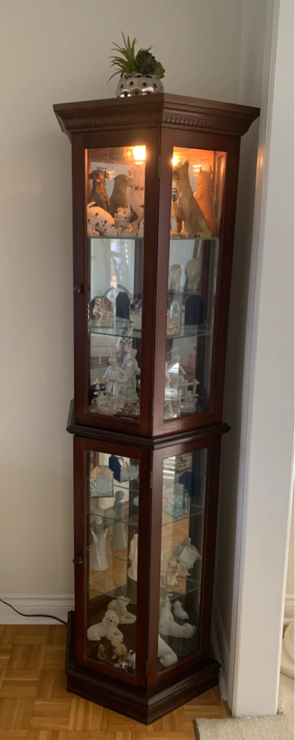 Wooden Corner Curio Cabinet with Glass Shelves - photo 4