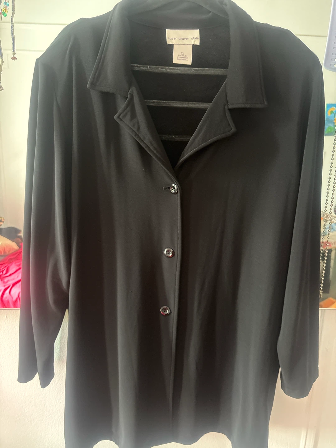 Black Button-Down Top Size 2X