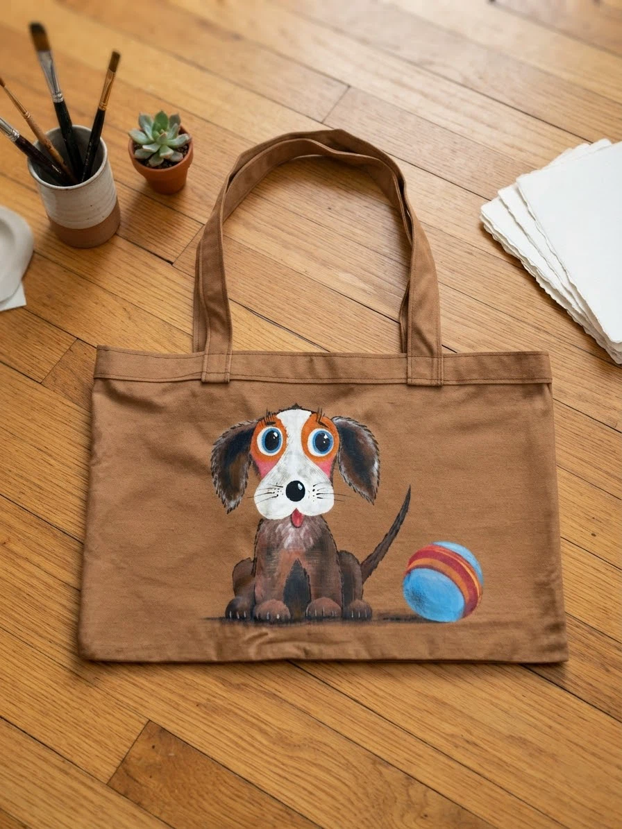 Hand-Painted  and hand sewn Tote Bag with by Georgian designer