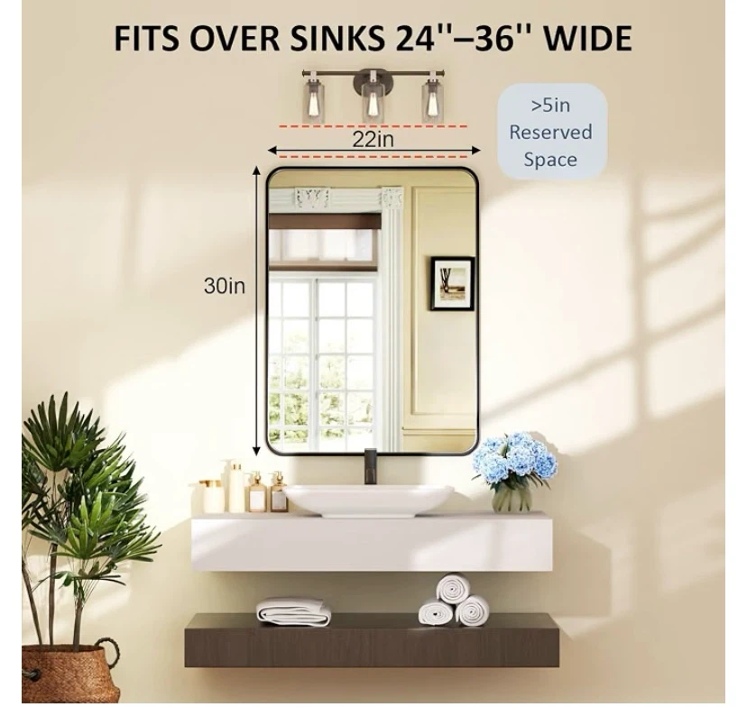 New 30”x22” Mirror Rectangular Black - photo 2