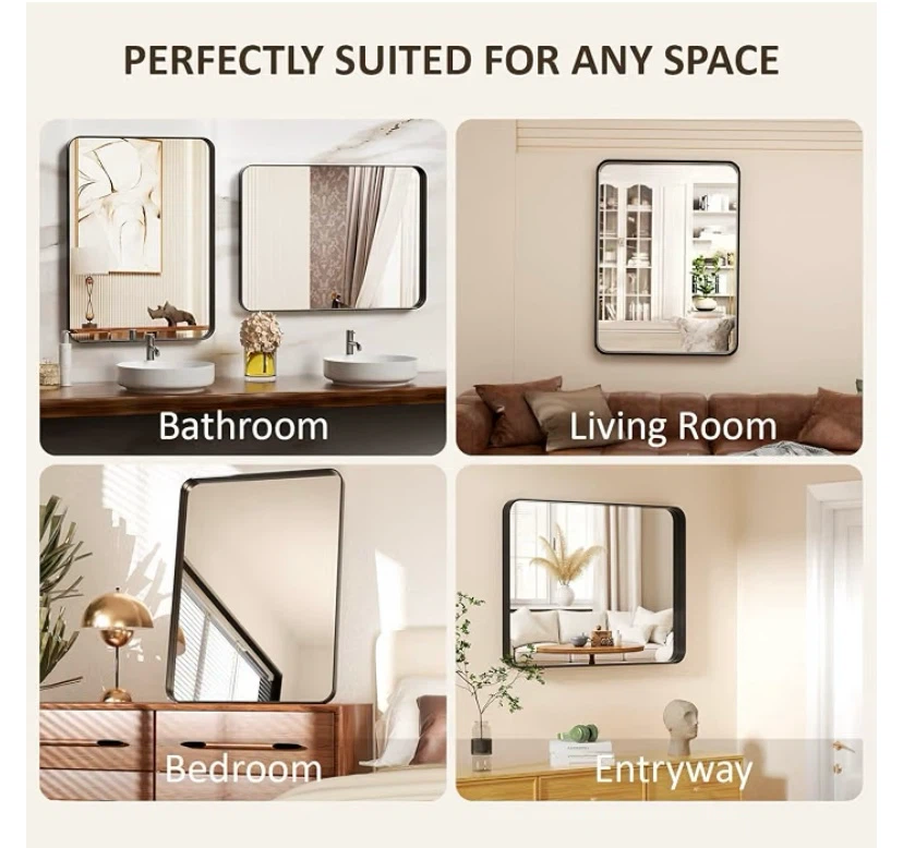 New 30”x22” Mirror Rectangular Black - photo 5