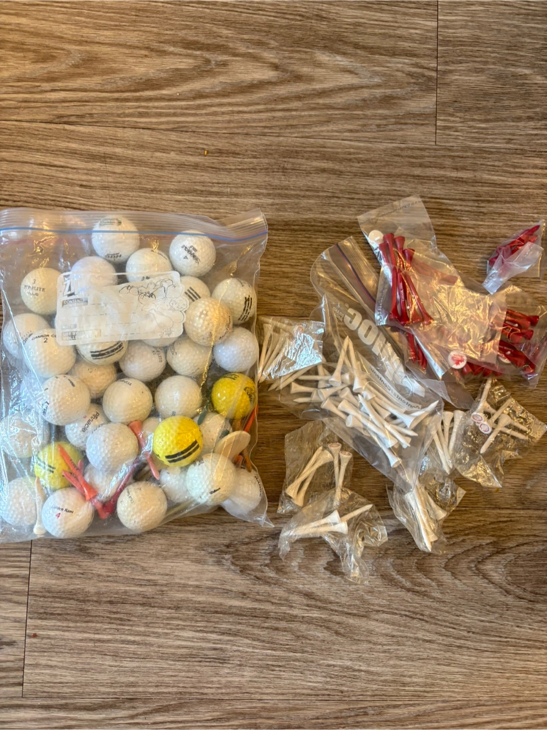 Large Lot of Golf Balls and Tees