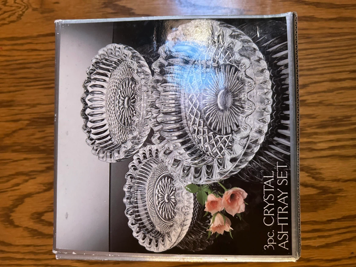 3pc Crystal Ashtray Set