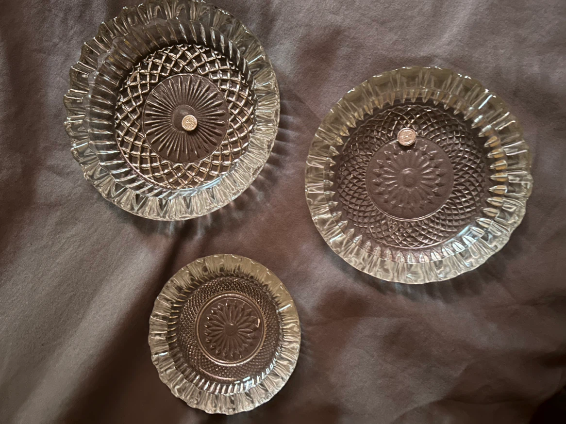 3pc Crystal Ashtray Set - photo 2