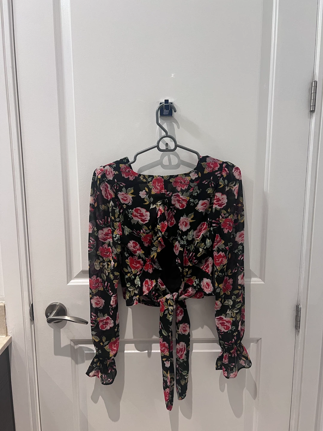 Dynamite Floral Tie-Back Long Sleeve Top - photo 2