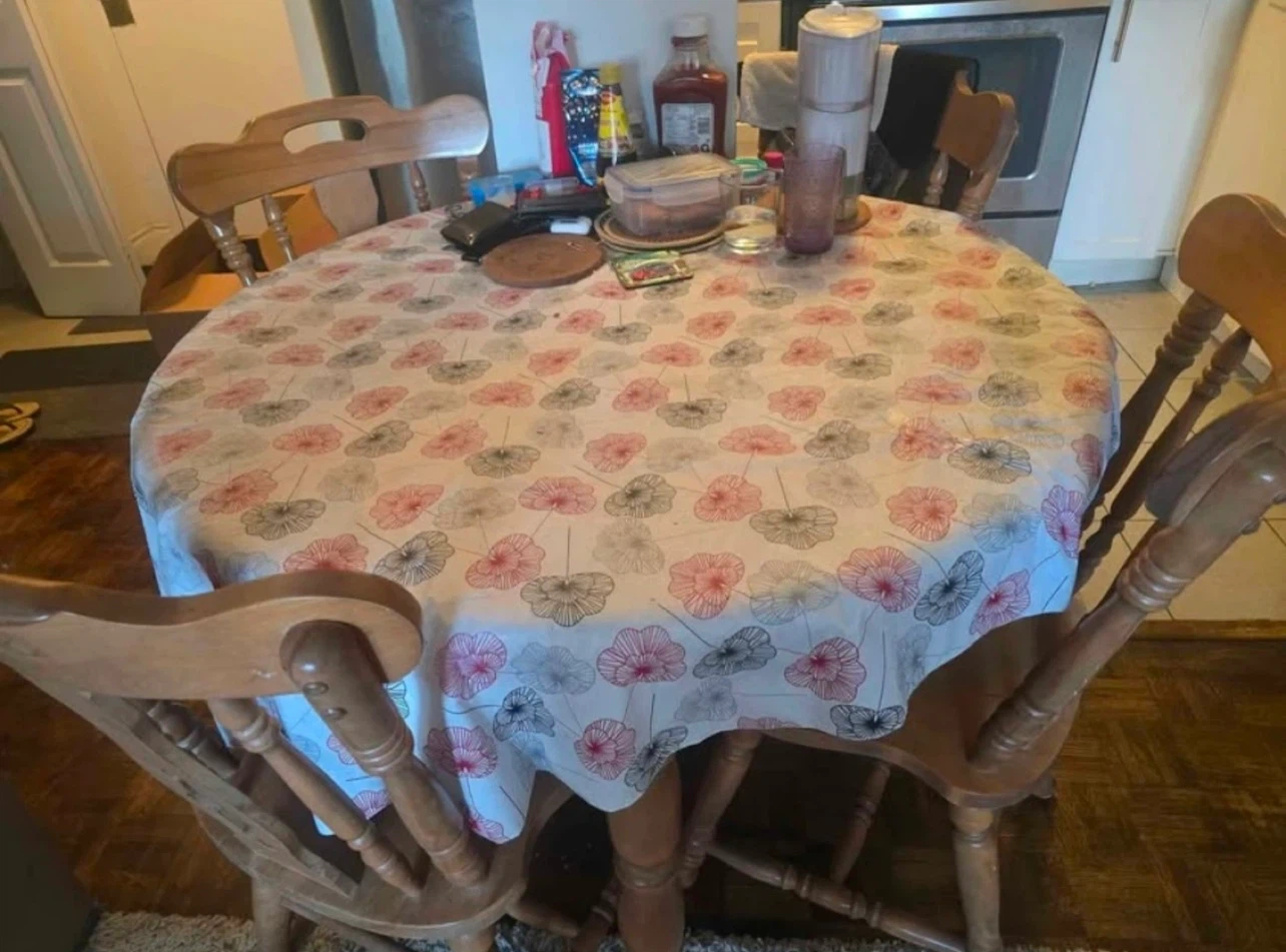 Wooden Dining Table with Four Chairs