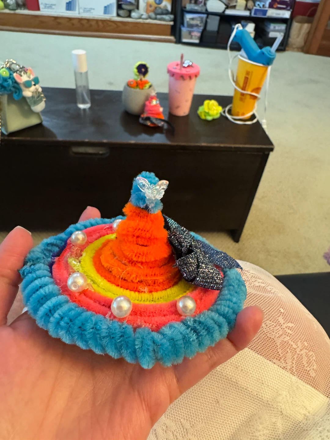 Handmade pipe cleaner decorative mini hat