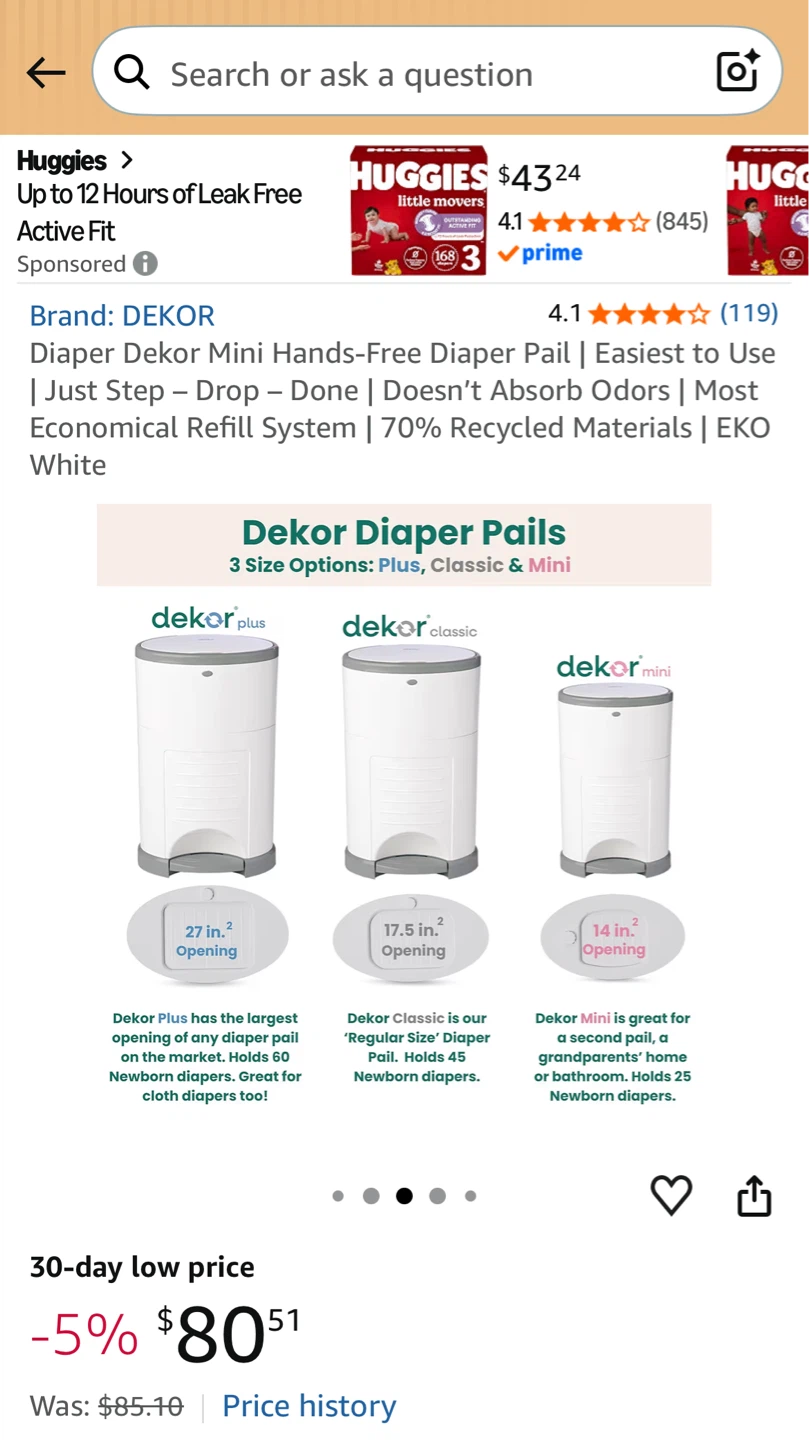Dekor Mini Diaper Pail - photo 5