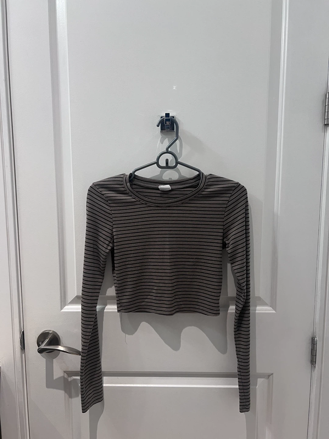 Striped Long-Sleeve Crop Top