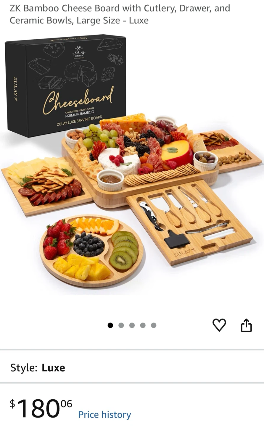 Zulay Kitchen Bamboo Cheese Board and Serving Set - photo 3