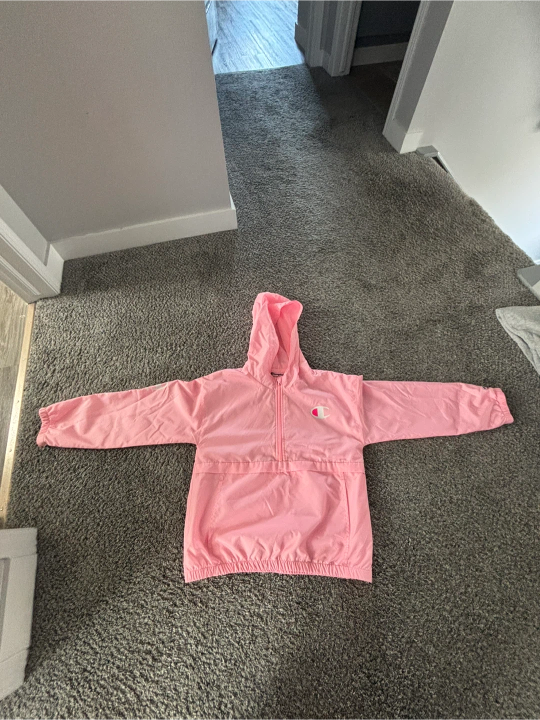 Champion Pink Half-Zip Windbreaker Hoodie