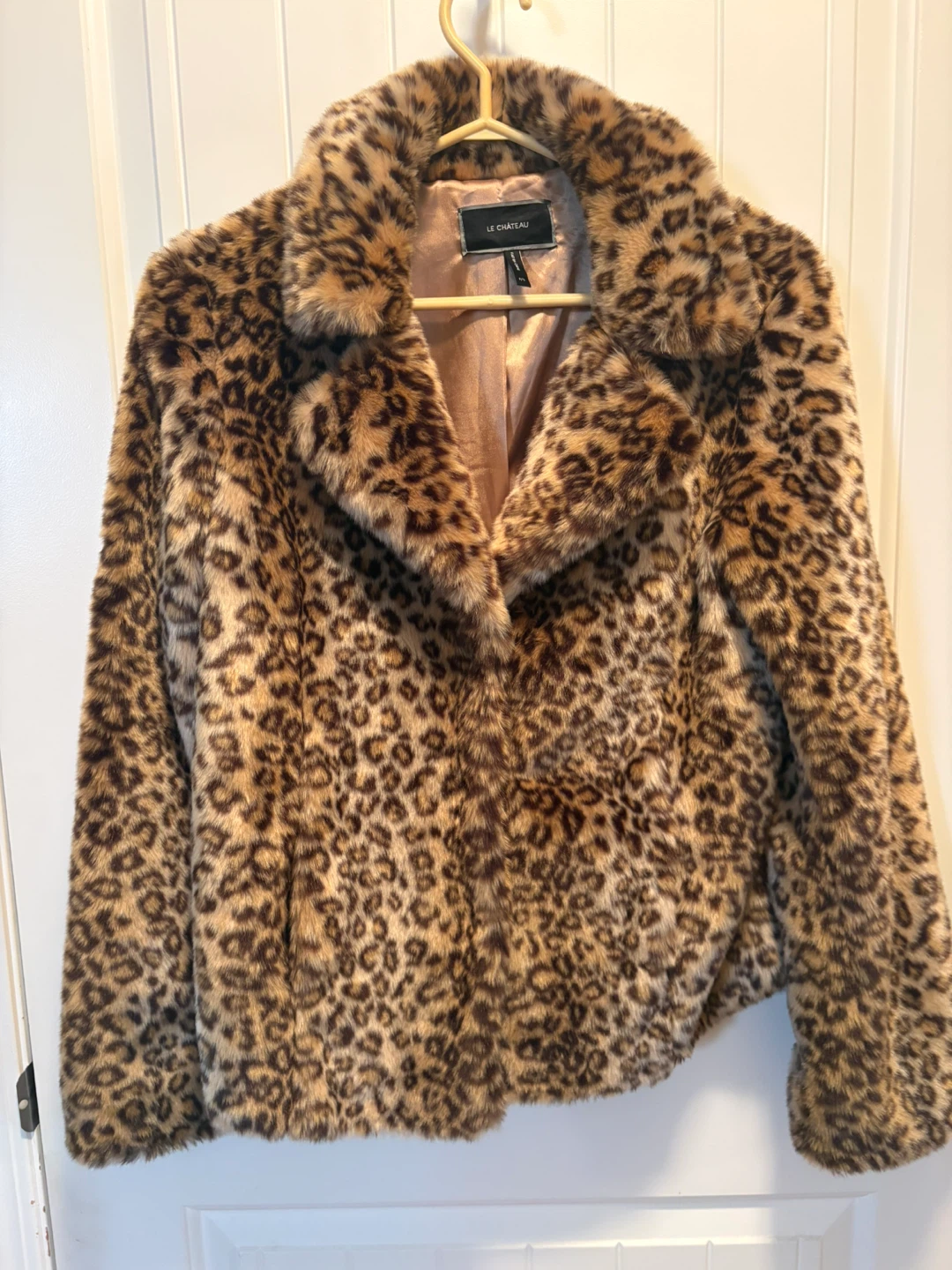 Fall leopard print faux fur jacket