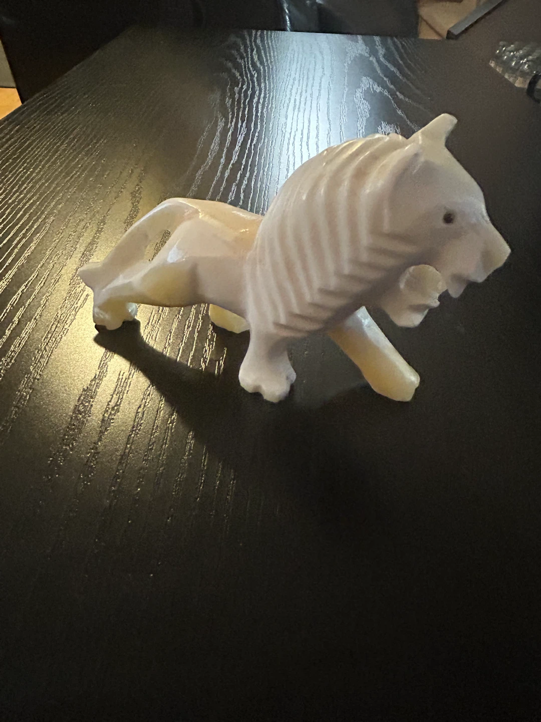 Hand-carved Alabaster Lion Figurine - photo 3