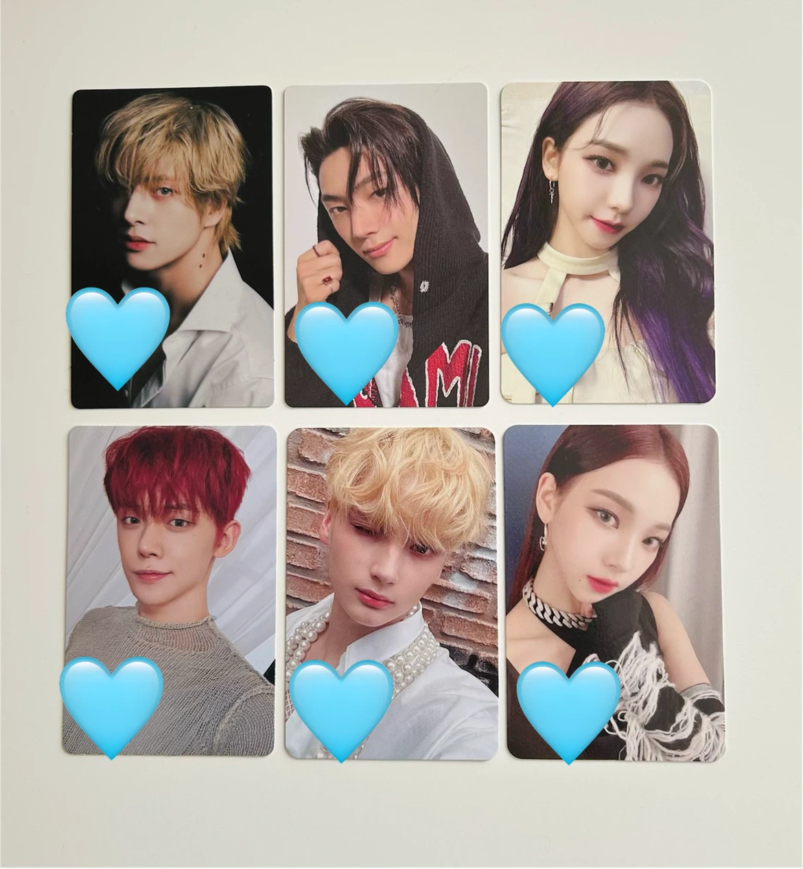Enhypen, Txt, and Aespa photocards