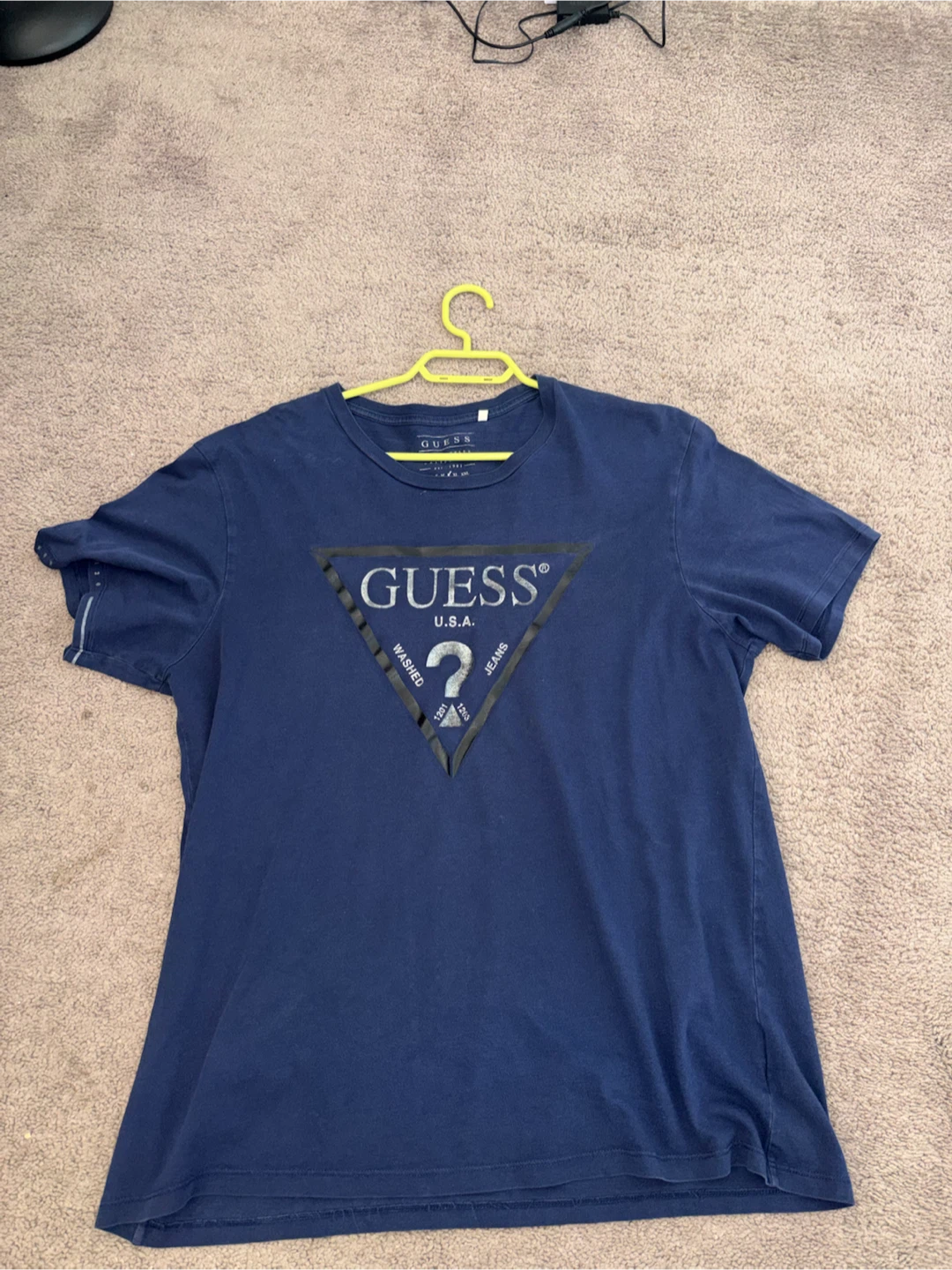 GUESS Navy Blue T-Shirt - Size L