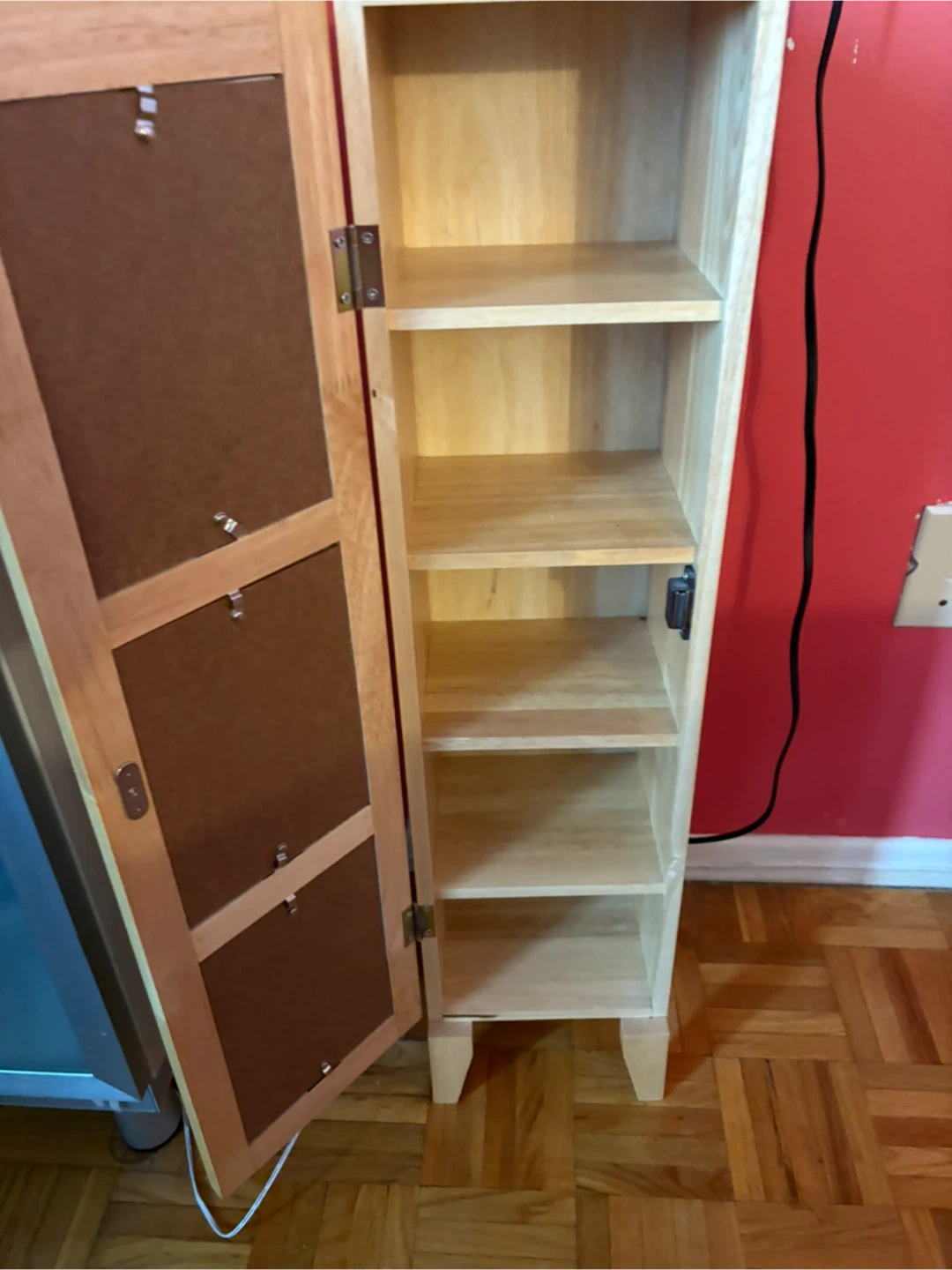 Small wood Storage Cabinet with Patterned Door - photo 2