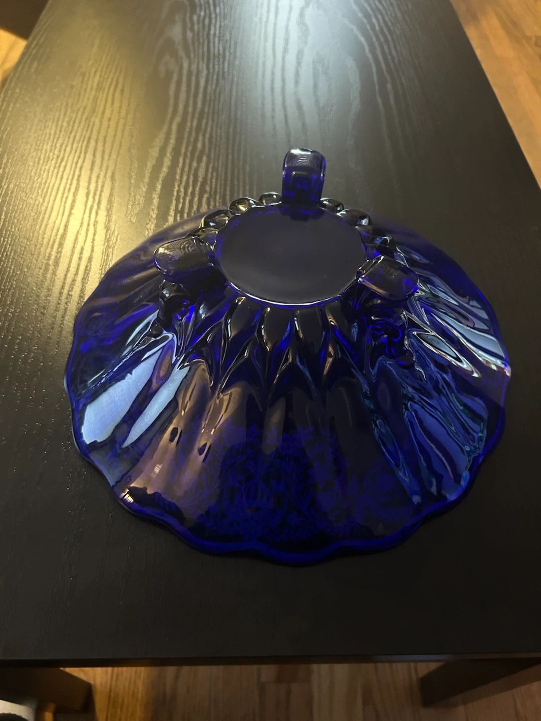 Vintage Cobalt Blue Glass Footed Bowl - photo 5