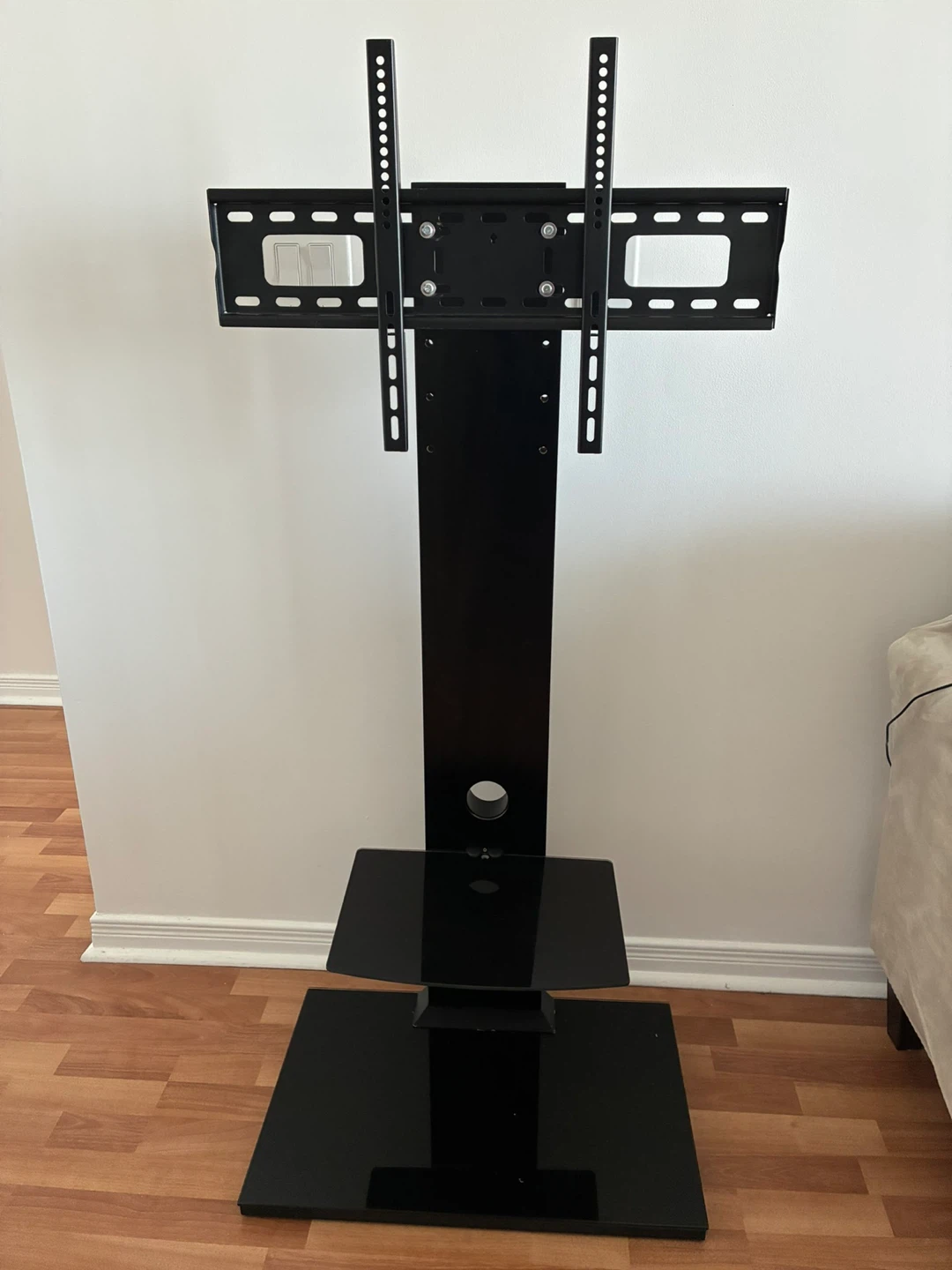 Adjustable Height Black TV Floor Stand with Mount