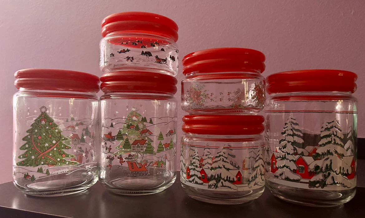 Vintage Christmas Glass Canisters