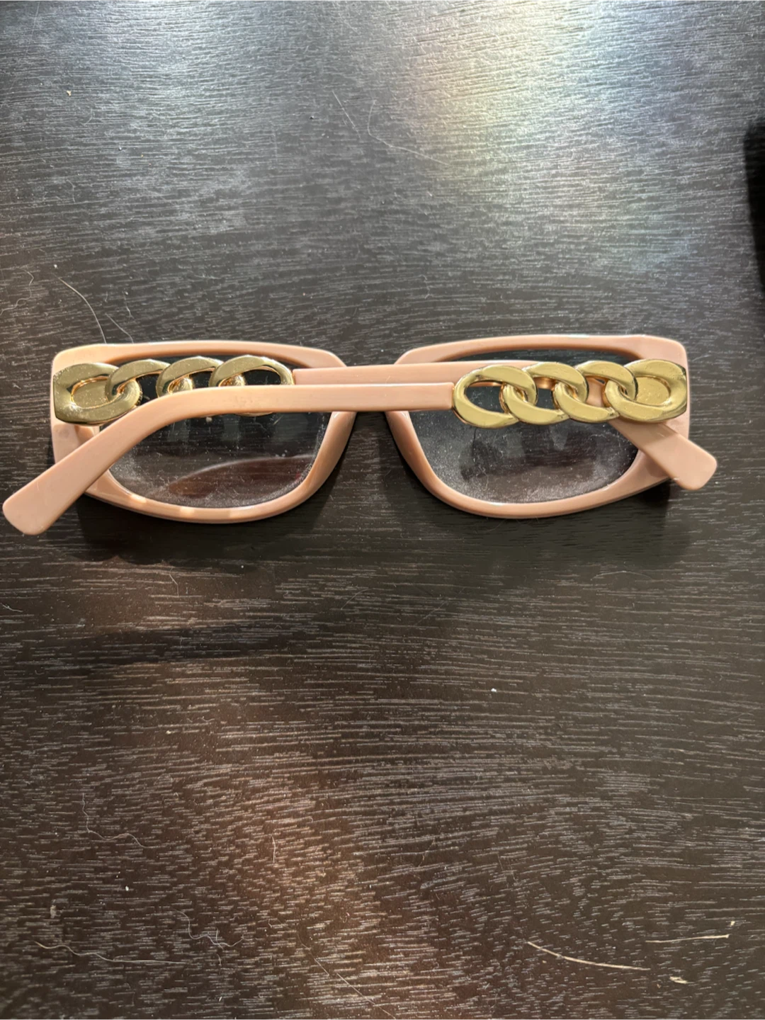 SHEIN Beige Sunglasses with Gold Detail